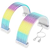 Sirlyr RGB LED Strips for PSU Cables - ARGB Lighting Sleeves for Power Supply Cable Extensions, Flexible PC Case Light Kit for GPU & Motherboard Wires （8 pin PCIE/12VHPWR,24 Pin ATX）