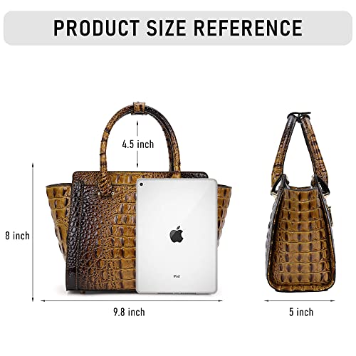 Chinllo Classy Crocodile Pattern Top-Handle Bag Roomy Satchel Shoulder Bag With Detachable Long Strap #TOP2