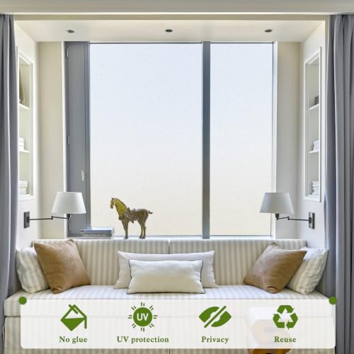 Image of WPCTEV Frosted Glass Window Privacy Film, Static Cling, Pure 35.4In x 20Ft