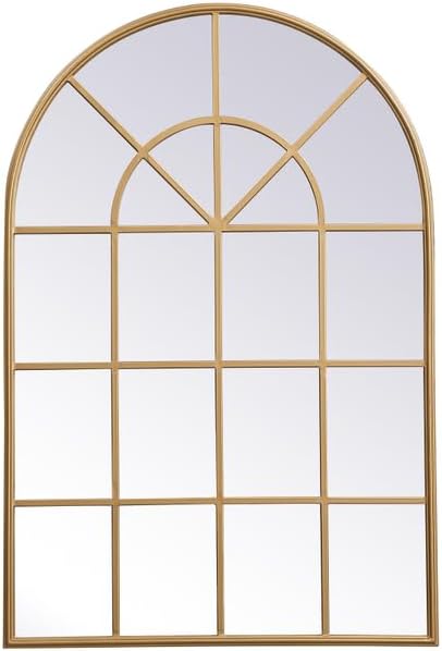 Panorama, Metal Windowpane Mirror 36 Inch X 53 Inch in, Midcentury Modern, Brass
