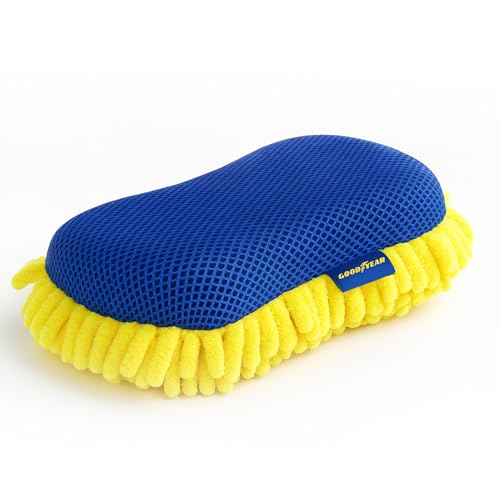 Goodyear 2 In 1 Noodle Sponge Valet 2 Microfibre Surfaces - Soft Wiggles And Mesh| Noodles Help Lift Dirt Dust And Grime Easily| Microfibre Technology| Clean Tough Stains, Lifting Car Dirt With Ease