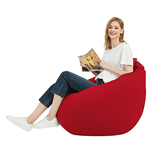 Langla-Shades Bean Bag Chair Cover, Stuffed Animal Storage, Soft Cotton Blend Beanbag Cover For Kids, Teens, Boys And Girls (Without Foam Or Bean Fill, 47" X 47", Xx-Large, Red) #TOP19