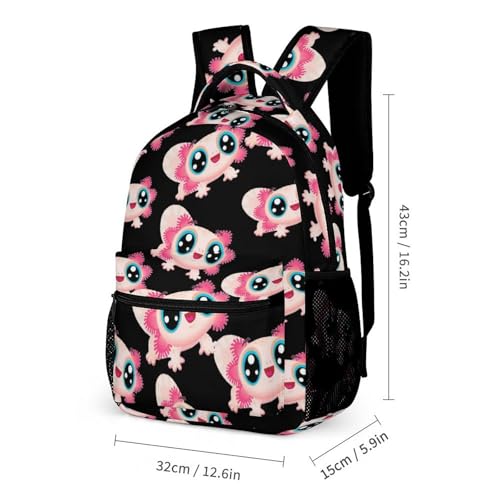 Cute Axolotl Cute Backpack Travel Daypack Lightweight Back Pack with Pockets2