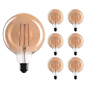 CROWN LED 6x Edison LOVE Gloeilamp – E27 lamp – Dimbare lamp – 4 W, Warm Wit 230 V, EL05 – Vintage Lamp in Retro/Antieke…