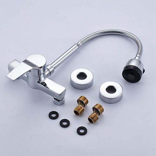 Mitigeur de cuisine flexible orientable 360 pour évier mural double trou