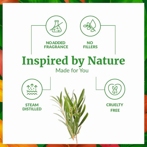 Image of SVA Organic Tea Tree Essential Oil with Dropper, 2 Fl Oz (60 ml) | Tea Tree Oil for Hair, Scalp, Face, Skin Care, Nail Care, Diffuser, Humidifier, Soap Making & DIY Blending in Glass Bottle