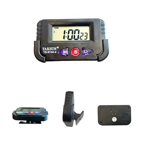 Image of movakart Digital Black Clock, Car Watch Car Dashboard Office Desk Alarm Table Clock and Stopwatch with Flexible Stand Digital Watch, Black Desk Small Watch