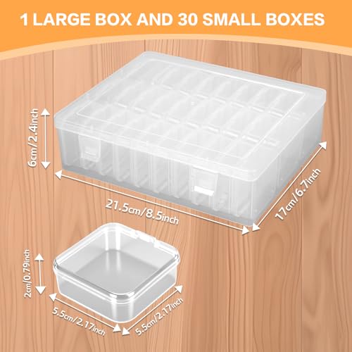 Image of Bead Organizer, 31 Mini Clear Jewelry Organizer and Hinged Lid Bead Storage Containers, Ideal for DIY Jewelry Crafts, Screws and Small Parts Craft Storage.