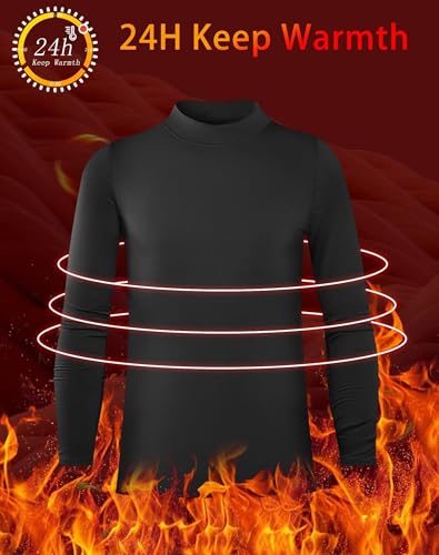Rolimaka 3 Pack Boys' Girls' Thermal Compression Shirt Crew Neck Fleece Lined Base Layer Top Youth Long Sleeve Athletic Soccer Baseball Undershirt M thumb #1