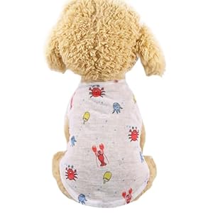Dog Outfits Cotton Dog Shirt Dog Summer Lightweight T-Shirts Breathable Pet Apparel Tank Top Cute Cartoon Ocean Creature Print Cat Vest Dog Cooling Outfit X-Large