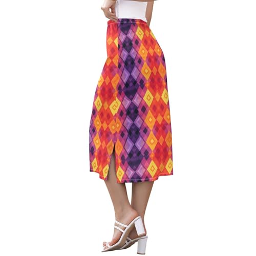 Womens Beachy Stretch Midi Skirts for Women Below Knee Weekend Skirt with Slit2