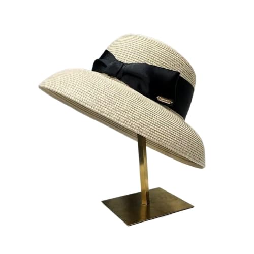 Chapeau de paille femmes pour vos vacances à la plage et voyage d'été en beige