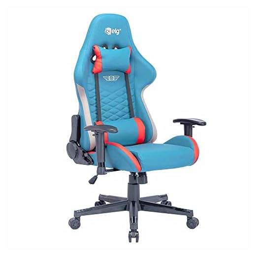 Cadeira Gamer Ergonômica Inclinável com Ajuste de Altura e Capacidade até 150kg Ciano e Vermelho - CH34CNRD ELG