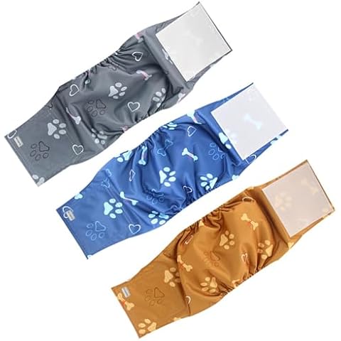 Male Dogs Diapers Belly Bands, Washable Reusable Male Doggy Wraps Panties for Doggie 3packs (Medium) Cover
