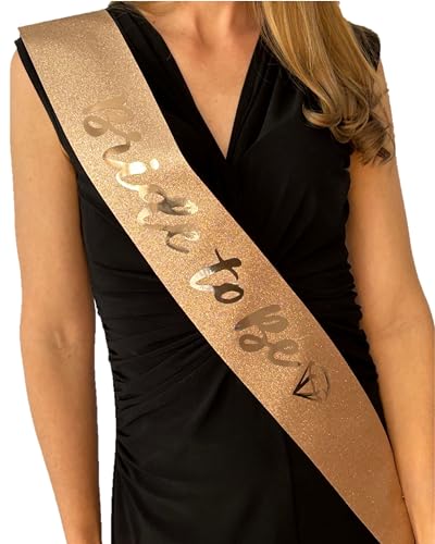 Bride to Be Glitter Sash – Soft, Comfortable Sparkle Fabric – Perfect for Bridal Shower & Bachelorette Party, Adjustable Size, Rose Gold4
