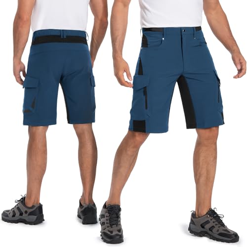 Ally Mens Mountain Bike Shorts 4D Padded Lightweight Quick Dry Stretch Loose-fit with 6 Pockets for Cycling Biking Bicycle Riding Biker (Indigo, Medium)