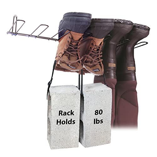 Rack'em Boot Wader Rack - Storage For Waders - Boots - Shoe Dryer - Wall Mounted Hanger Organizer - Heavy Duty - Holds 3 Pairs #TOP2