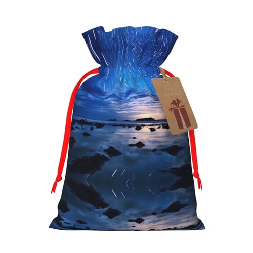 Sacchetti regalo con coulisse con stampa a stelle luminose per feste, caramelle, regali di Natale, decorazione per le vacanze