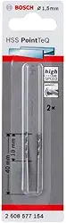 Bosch Broca Hss Pointteq 1.5 mm 2 Peças Cinza, Pacote de 5