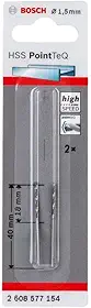 Bosch Broca Hss Pointteq 1.5 mm 2 Peças Cinza, Pacote de 5