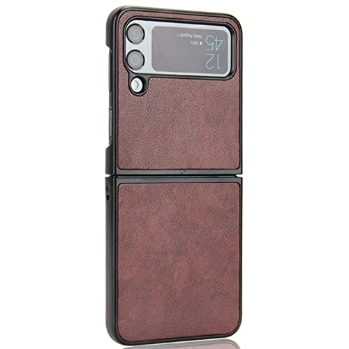 Galaxy Z Flip4 ケース レザー ハード ケース SC-54C SCG17 SM-F721C ブラウン
