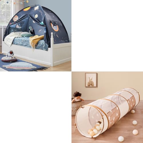 Tiny Land Tunnel Toys for Toddlers, 69" x 18" Baby Tunnel Crawl Indoor, Play Tunnel for Kids to Crawl Through, Space Galaxy Bed Tent for Kids – Slee