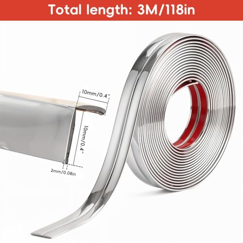 Image of inch1 Roll Flexible PVC Wall Molding Trim - Decorative & Protective Caulk Strip for Table Edges, Door Frames, Baseboards, and Corners (Silver)