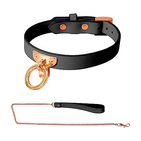 Brementrey Leather Collar for Women O Ring Cow-Hide Leather Choker Collar Necklace for Women Cover