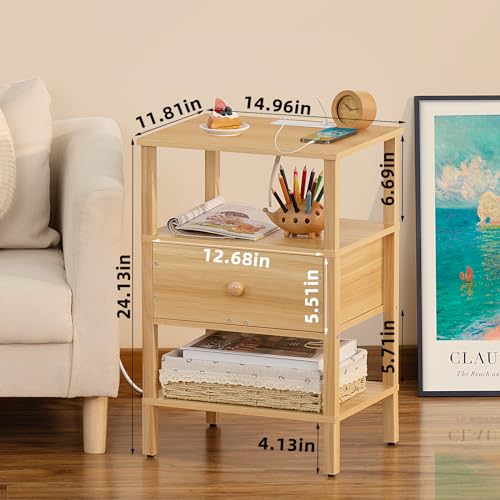 Lerliuo Nightstand With Charging Station And Usb Ports thumb #2