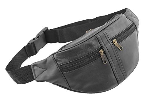 Sac banane en cuir véritable avec sangle ajustable et rangements zippés H102