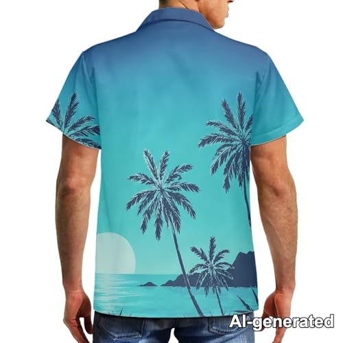 Image of Hawaii Matching Couple Outfits Husband and Wife Clothing Fashionable Mens Casual Shirts Hawaii Dress with Soft Fabric