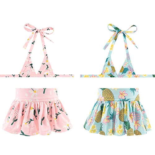 Image of CuteBone Dog Bikini Dress 2 Pack, Stylish Swimsuit Costume for Small Dogs, Comfortable & Adjustable Puppy Bathing Suit, Soft Outfit Pet Apparel for Beach, Pool and Summer Fun 2DB21S
