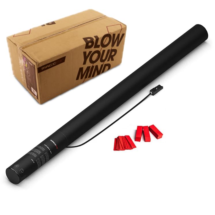 Pack of 20 Red Electric Confetti Cannons - 80 cm - Biodegradable Paper - Compatible with Confetti Machine - Zenda Club®