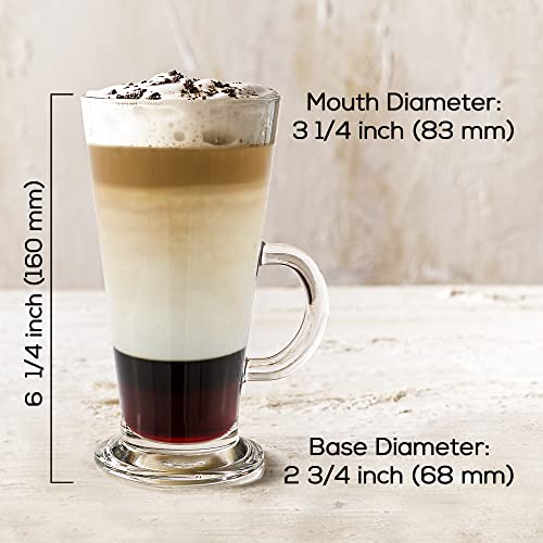 Crystalia Tall Irish Coffee Mugs With Handle, Large Colombian Glasses Set Of 2, Tall Funnel Clear Glasses For Iced Coffee, Latte, Cappuccino, And Hot Chocolate, Big Plain Glasses (Large 12 Oz) #TOP5