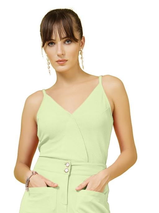 oomph! Stretchable Sleeveless Tank Top with V-Neck-picture-30