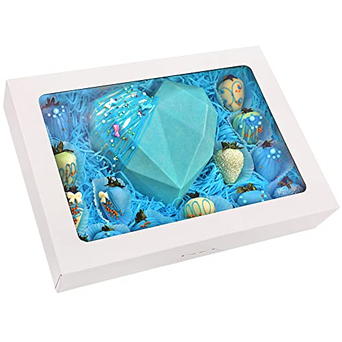 RIFMEAE Lot de 15 boîtes à pâtisserie blanches avec fenêtre, 35,6 x 25,4 x 6,3 cm Cover