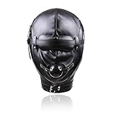 Full Cover Leather Mask with Adjustable Head Harness, Fashion Blindfold, Halloween