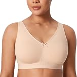 AISILIN Women's Non Wired Bras Full Cup Cotton Comfort No Padding Plus Size Sleep Wireless Beige 36DD
