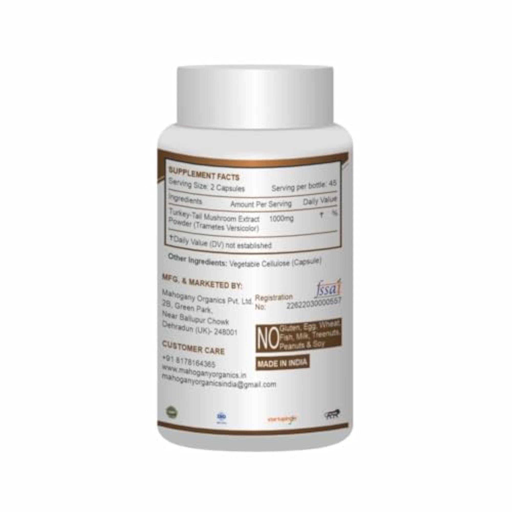 Mahogany Turkey Tail Mushroom Extract Capsules, 500 mg
