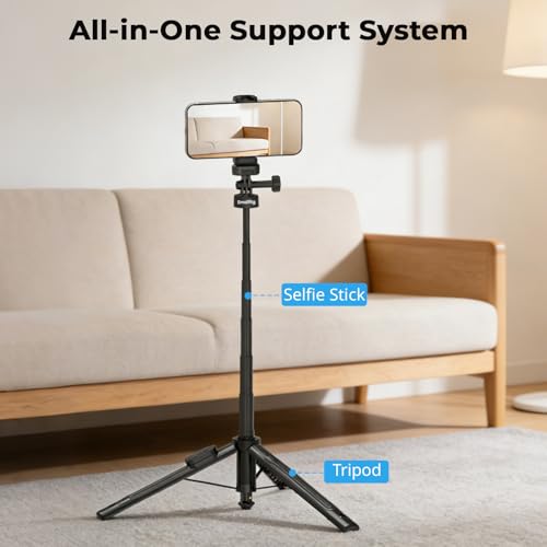 SmallRig 59" Selfie Stick Tripod with Remote & Phone Clamp, Extendable Tripod Stand for DJI Osmo Action 6/5 Pro/4, for GoPro Hero 13/12/11, for Insta360 X5/X4, for iPhone 16/15/14, for Android - 5464 — view 4