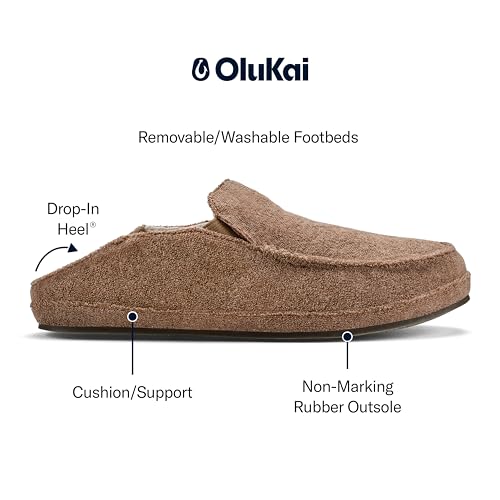 OLUKAI Nohea Hulu Women's Slippers, Soft & Comfortable Slippers with Fleece Lining, Wool Blend Footbed & Drop-In Heel Design4