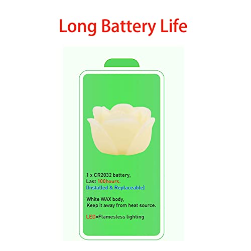 Image of Flameless LED Floating Candles - 2.5 inch Wax Rose with Flickering LED Battery Works 100+ Hours Waterproof Tealights for Cyliner Vases, Centerpieces at Weddings, Party, Pool, Holiday (12PACK, Multicolor)