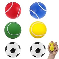 XLTXWD 6Pcs Soft Ball, Sponge Ball Soft Foam Sponge Sports Balls, Sponge Balls Squeeze Stress Football Basketball Tennis Baseball Rugby and Volleyball