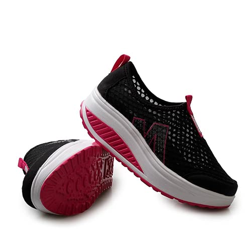ZBYY Women's Platform Wedge Sneakers Breathable Casual Waking Shoes Lightweight Slip On Comfort Mesh Athletic Shoes4