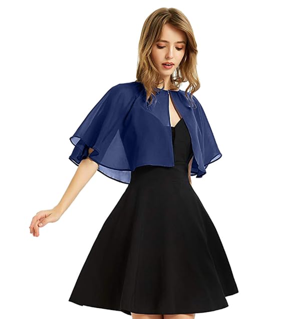 Image of Women's Soft Chiffon Shawl Wraps Shrug for Evening Dress, Wedding Cape, Bolero, Flapper Cover Up