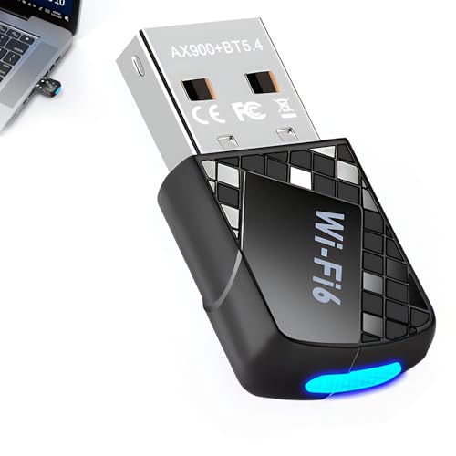 Mini WIFI 6 USB Bluetooth 5.4 Dongle 2-in-1 Adapter for PC Laptop Desktop, 2.4GHz 286Mbps & 5GHz 600Mbps Wireless Dual Band Multiple Connection Supports for Win 11/10/7