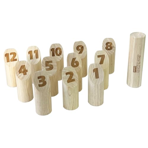 Number Kubb Toss Game Stick Wurfspiel aus Hartholz (mit Holzkiste, Klasse)
