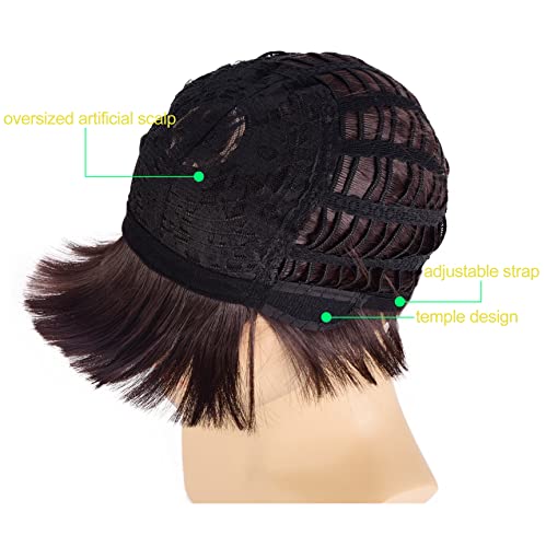 short mushroom wig for men-synthetic 60s bowl cut wigs for anime movie music costume halloween cosplay party dark brown