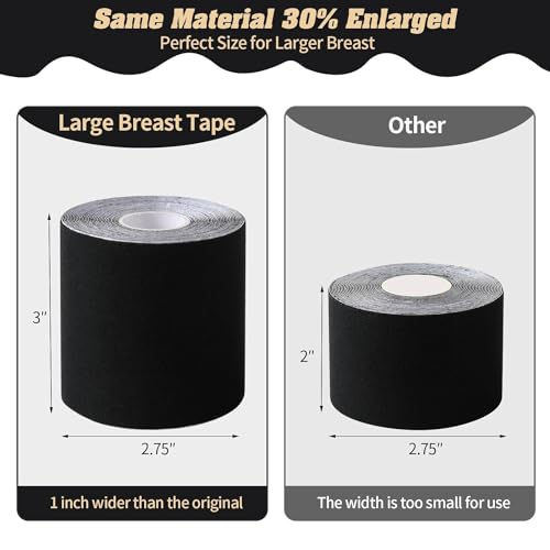 Image of Boob Tape Boobtape, 3 inch Extra Wide Bob Tape for Large Breasts, breast tape, Breast Petal Adhesive Bra
