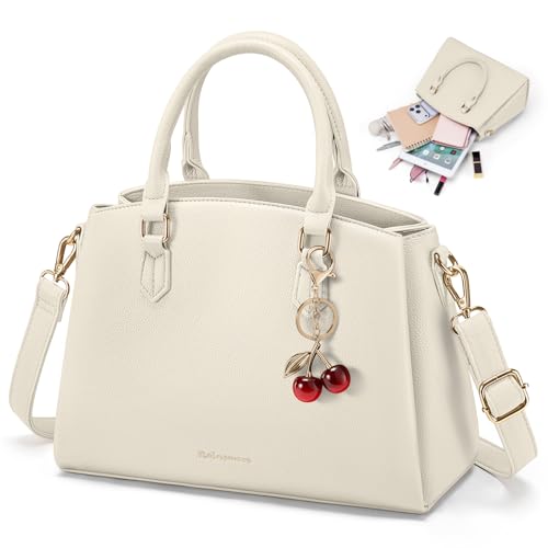 RAINSMORE Sac a Main Femme en Cuir PU Sac a Main avec Bandoulière Amovible Sac a Main Femme Cuir Convient pour Tablette 11 Pouces Sac à Main pour le Travail Shopping Beige